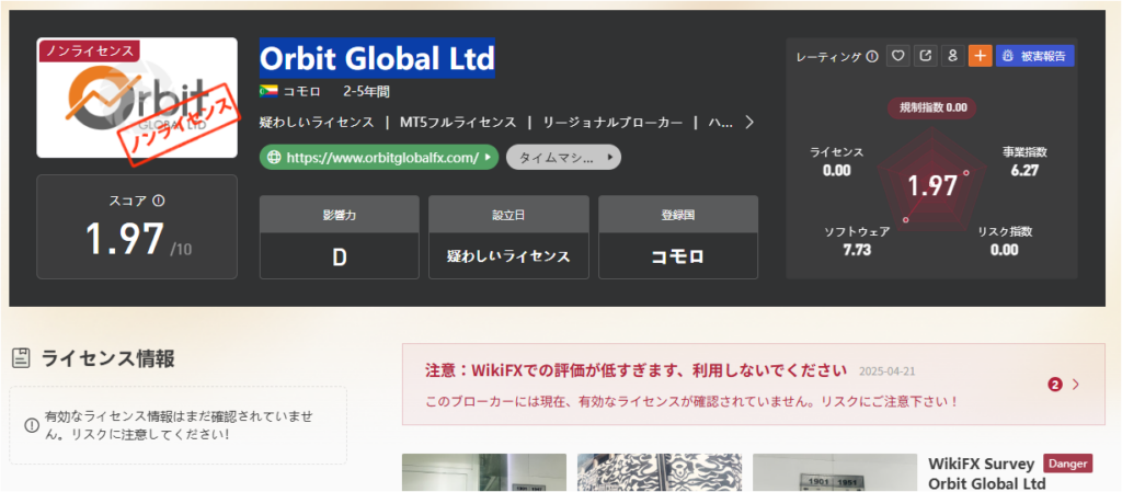 Wiki FXのOrbit Global Ltd