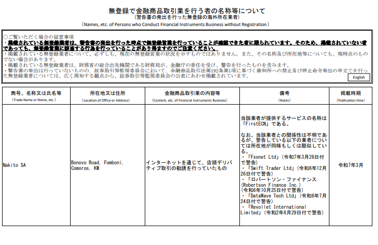 日本国から警告を受けているサイト一覧1