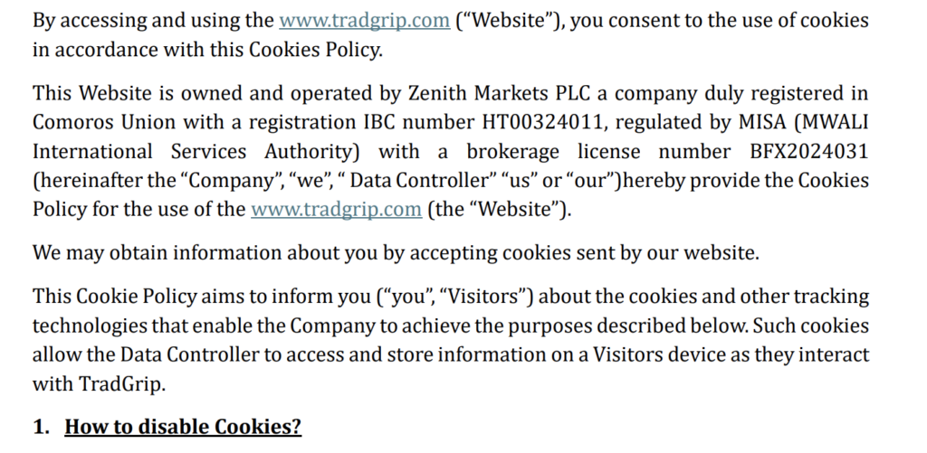 tradgripのcookieポリシー