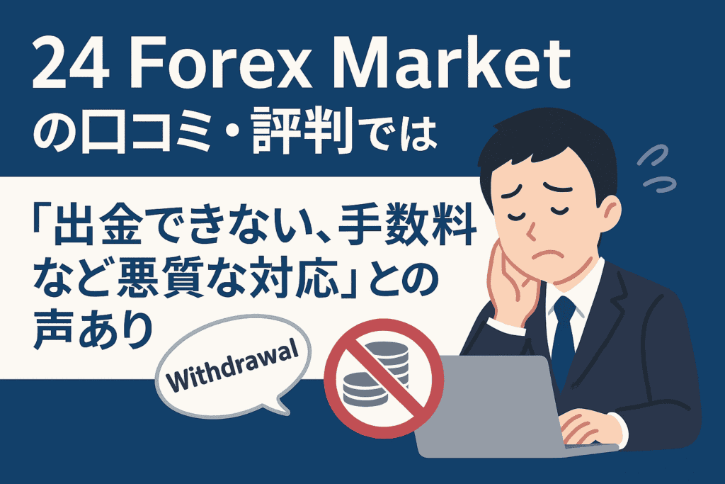 24 Forex Marketの口コミ・評判では「出金できない、手数料など悪質な対応」との声あり