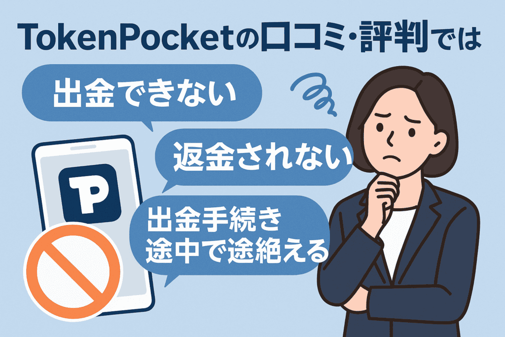 TokenPocket（トークンポケット）の口コミ・評判では「出金できない」「返金されない」「出金手続き途中で途絶える」との声あり