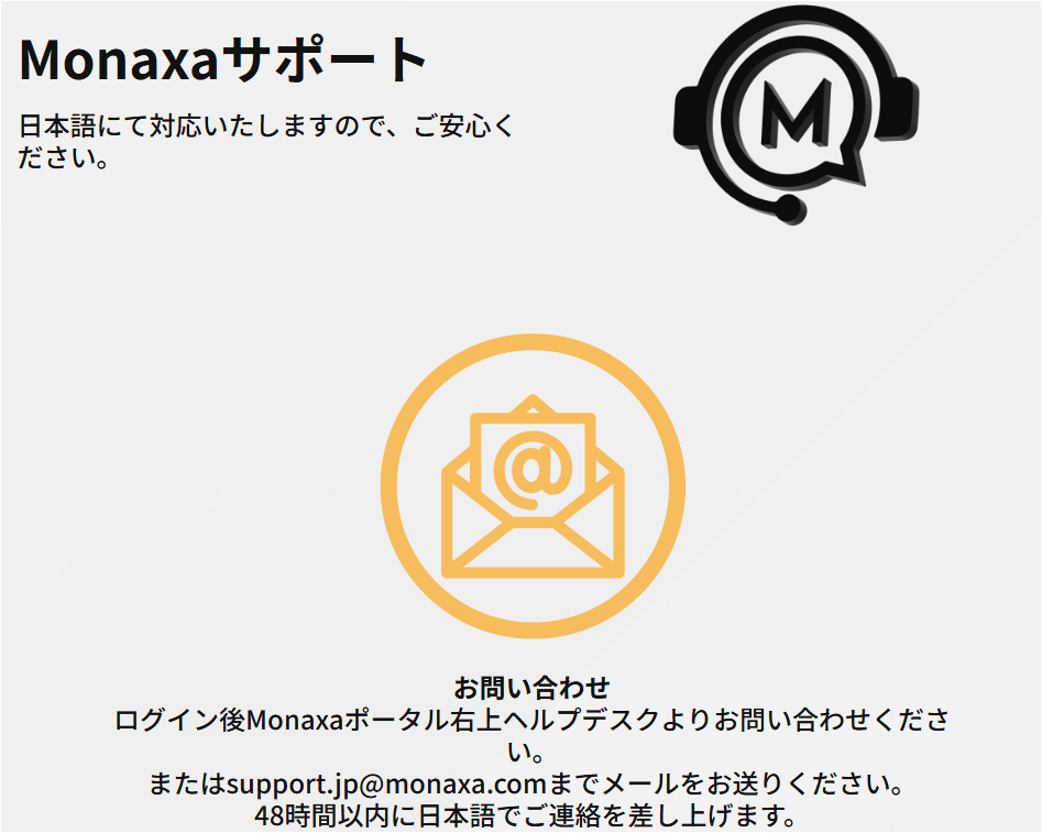 Monaxaのサポートページ