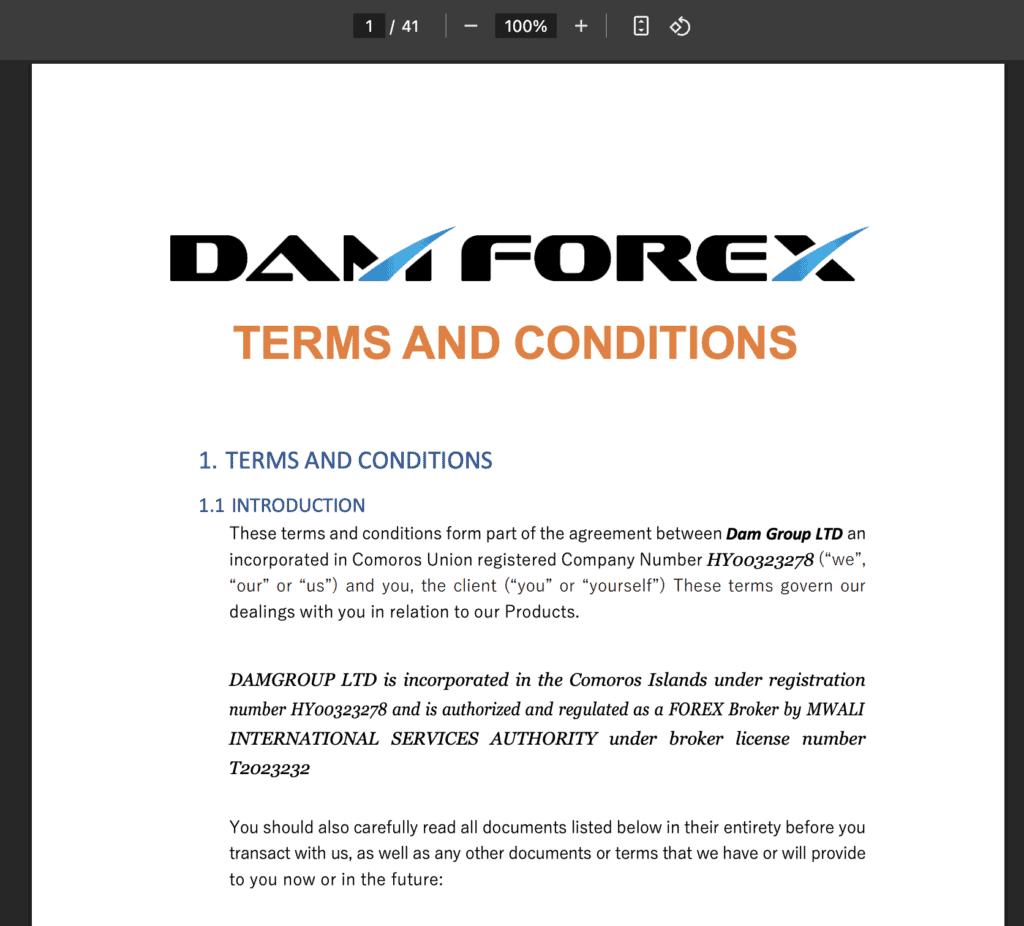 DAM FOREXの利用規約