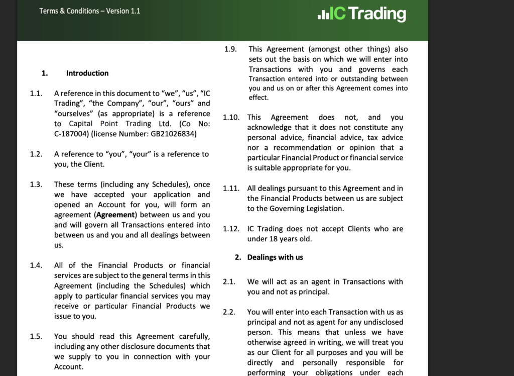 IC Tradingの利用規約
