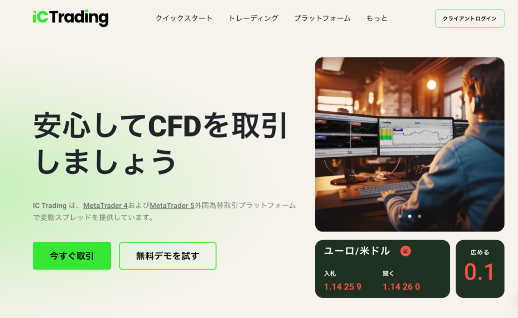 IC Tradingのファーストビュー