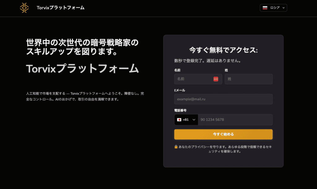 Torvix Platformのファーストビュー