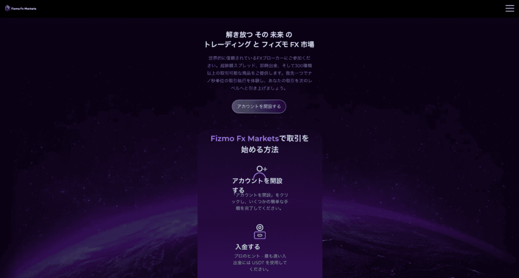 Fizmo Fx Marketsのファーストビュー