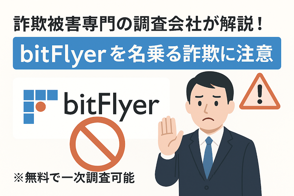 詐欺被害専門の調査会社が解説!bitFlyerを名乗る詐欺に注意!※無料で一次調査可能