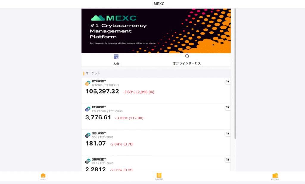 MEXCのTOP