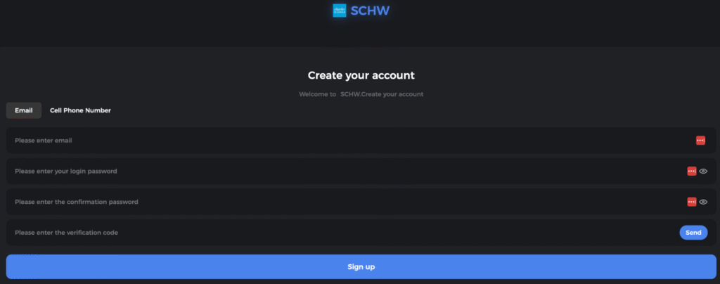 SCHWの登録画面