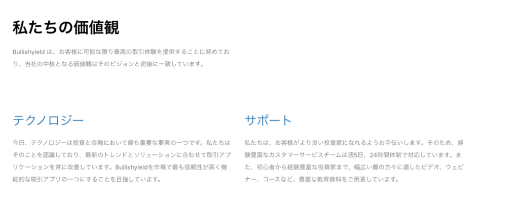 Bullishyieldの公式サイトにはメールアドレス以外の連絡手段がない