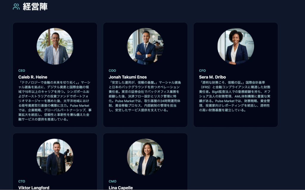 PULSE MARKETの代表者の情報が一切確認できない