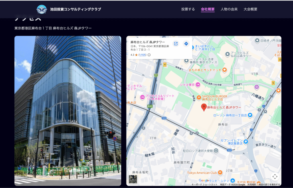 池田投資コンサルティングクラブの住所地に対象の名前はない