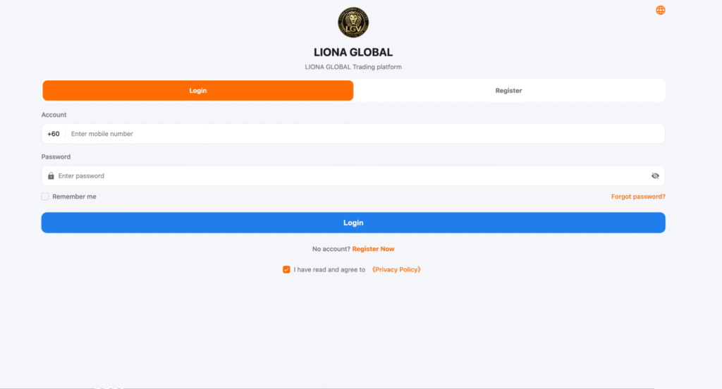 LIONA GLOBALはログインページ以降の情報を確認できない怪しい取引所