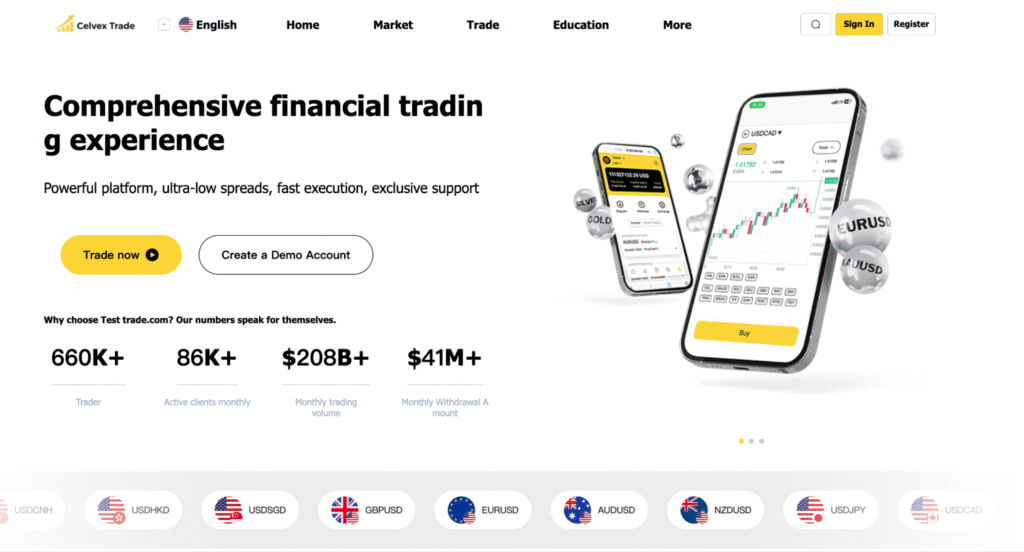 Celvex Tradeはライセンス情報の詳細がなく、遷移先も怪しい取引所