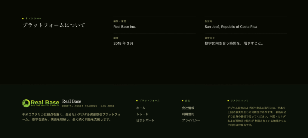 Real Baseは問い合わせ方法が記載されていない