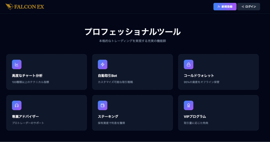 FALCON EXは近年多く見られる詐欺サイトと同じ構成を採用している