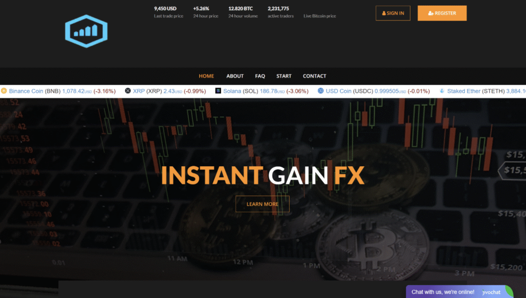 Instant Gain Fxはエラーが発生していて内容が確認できない怪しい取引所