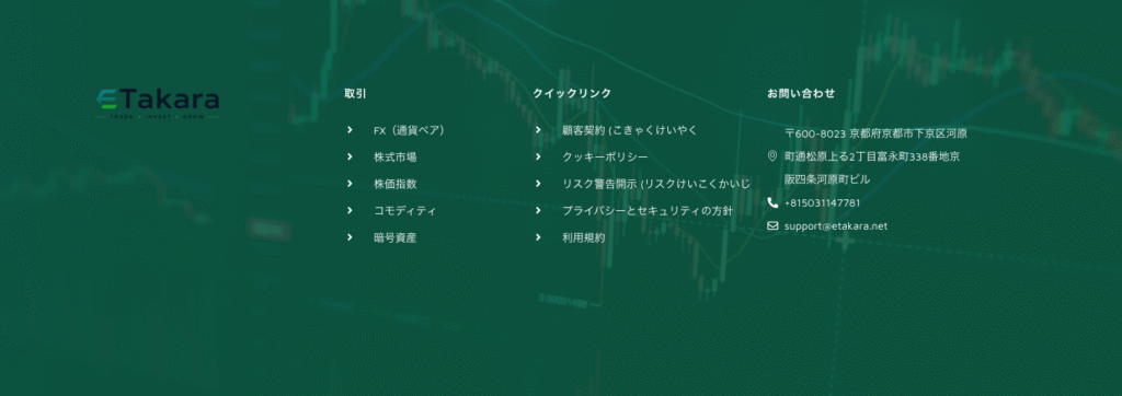eTakaraは所在地と運営会社との関係を確認できない