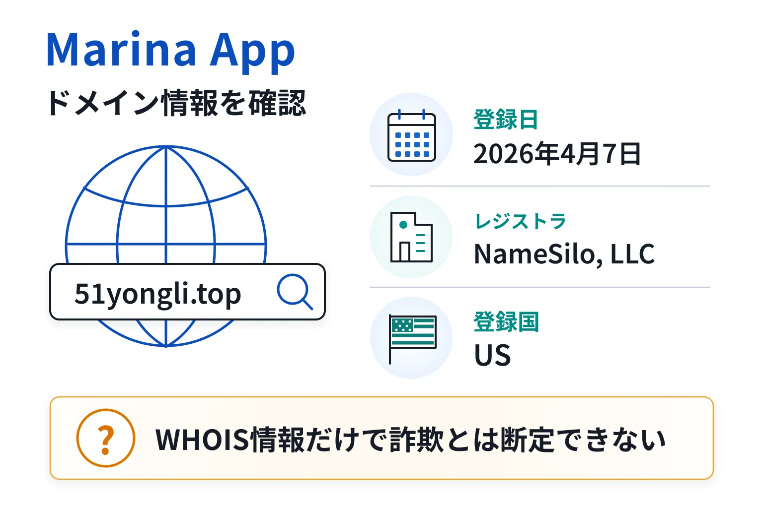 Marina Appのドメインに紐づく情報から怪しい点を調査