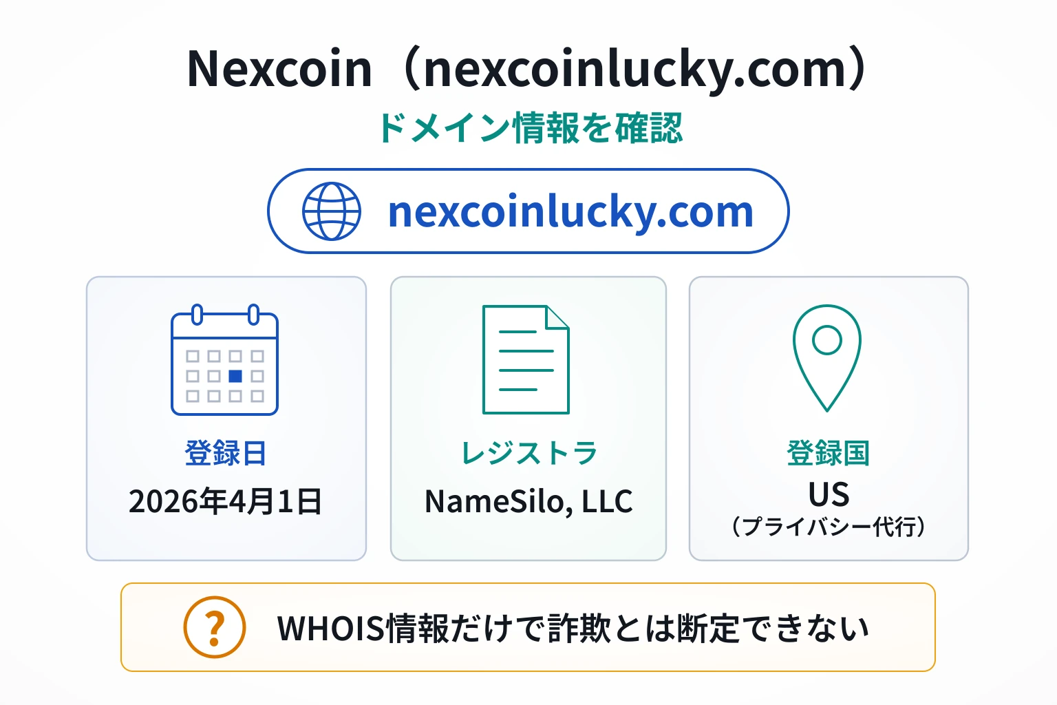 Nexcoin（nexcoinlucky.com）のドメインに紐づく情報から怪しい点を調査