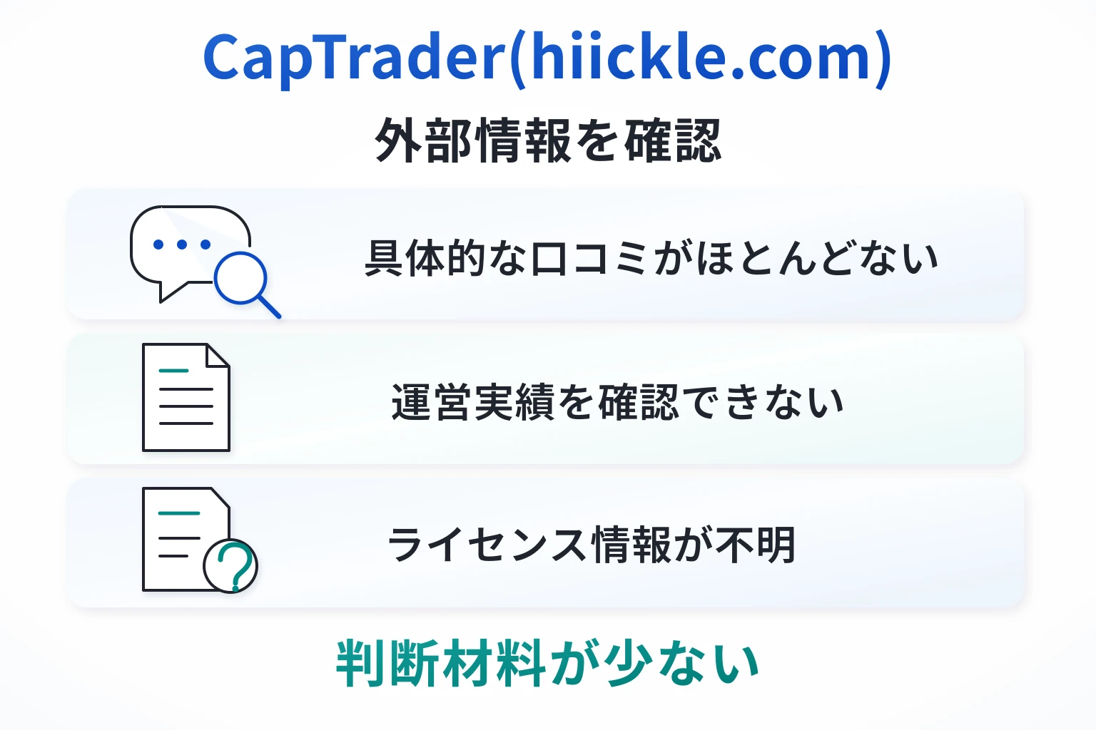 CapTrader(hiickle.com)は口コミ情報がなく、不審な点が多い取引所