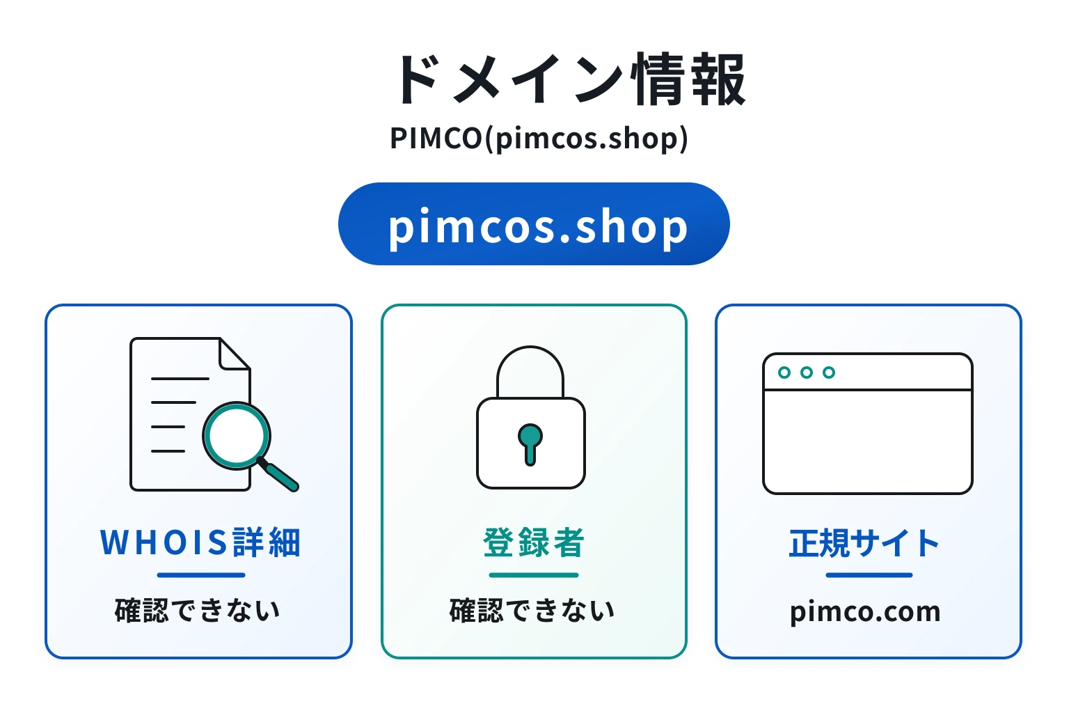 PIMCO(pimcos.shop)のドメインに紐づく情報から怪しい点を調査
