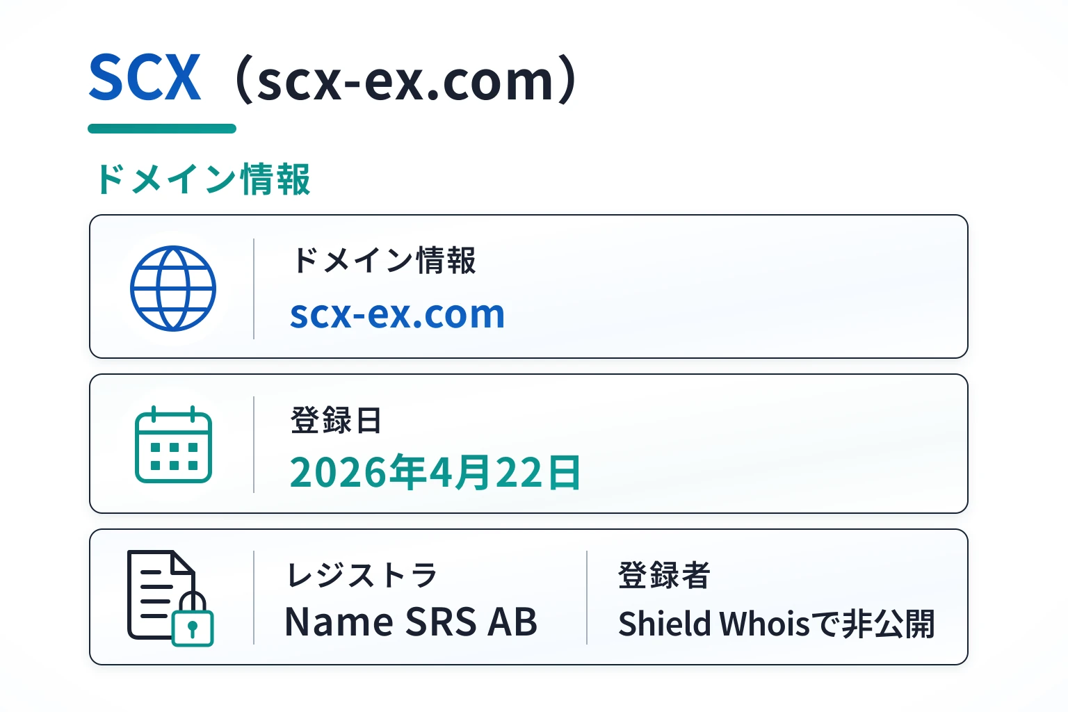 SCX（scx-ex.com）のドメインに紐づく情報から怪しい点を調査