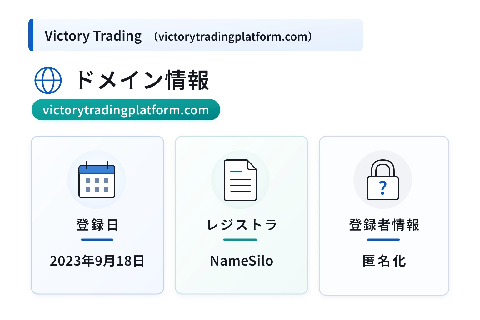 Victory Trading（victorytradingplatform.com）のドメインに紐づく情報から怪しい点を調査