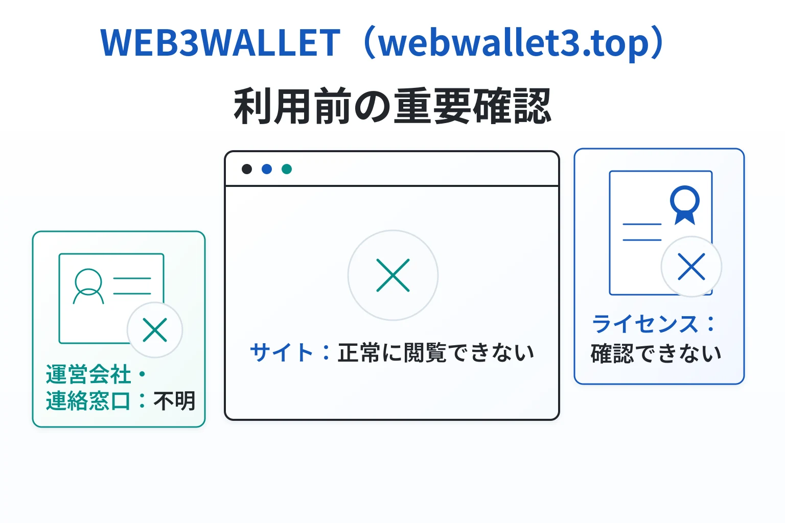 WEB3WALLET（webwallet3.top）は詐欺の可能性が高い サイトを閲覧できず運営会社・連絡窓口・ライセンスが不明