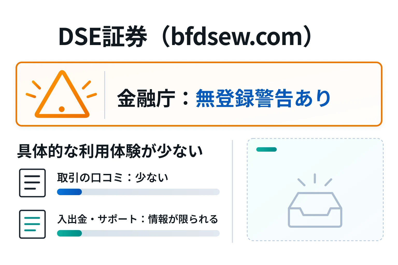 DSE証券（bfdsew.com）は口コミが少なく、利用者の具体的な体験を確認しにくい
