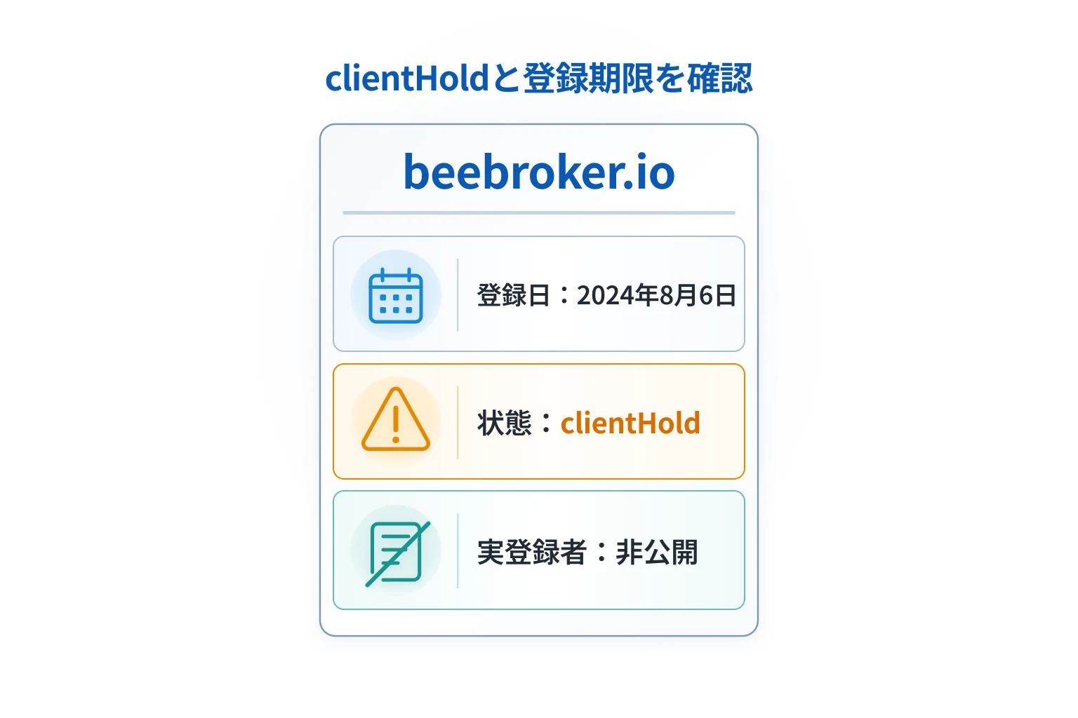 beebroker.ioはclientHold設定で、WHOISの実登録者情報も非公開