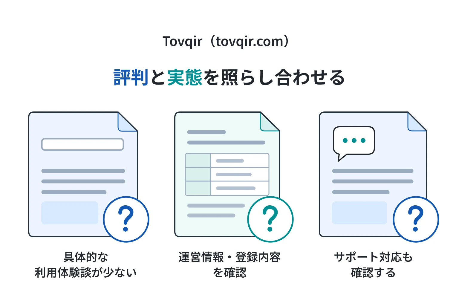Tovqir（tovqir.com）は口コミが少なく、サイト上の情報にも気になる点がある
