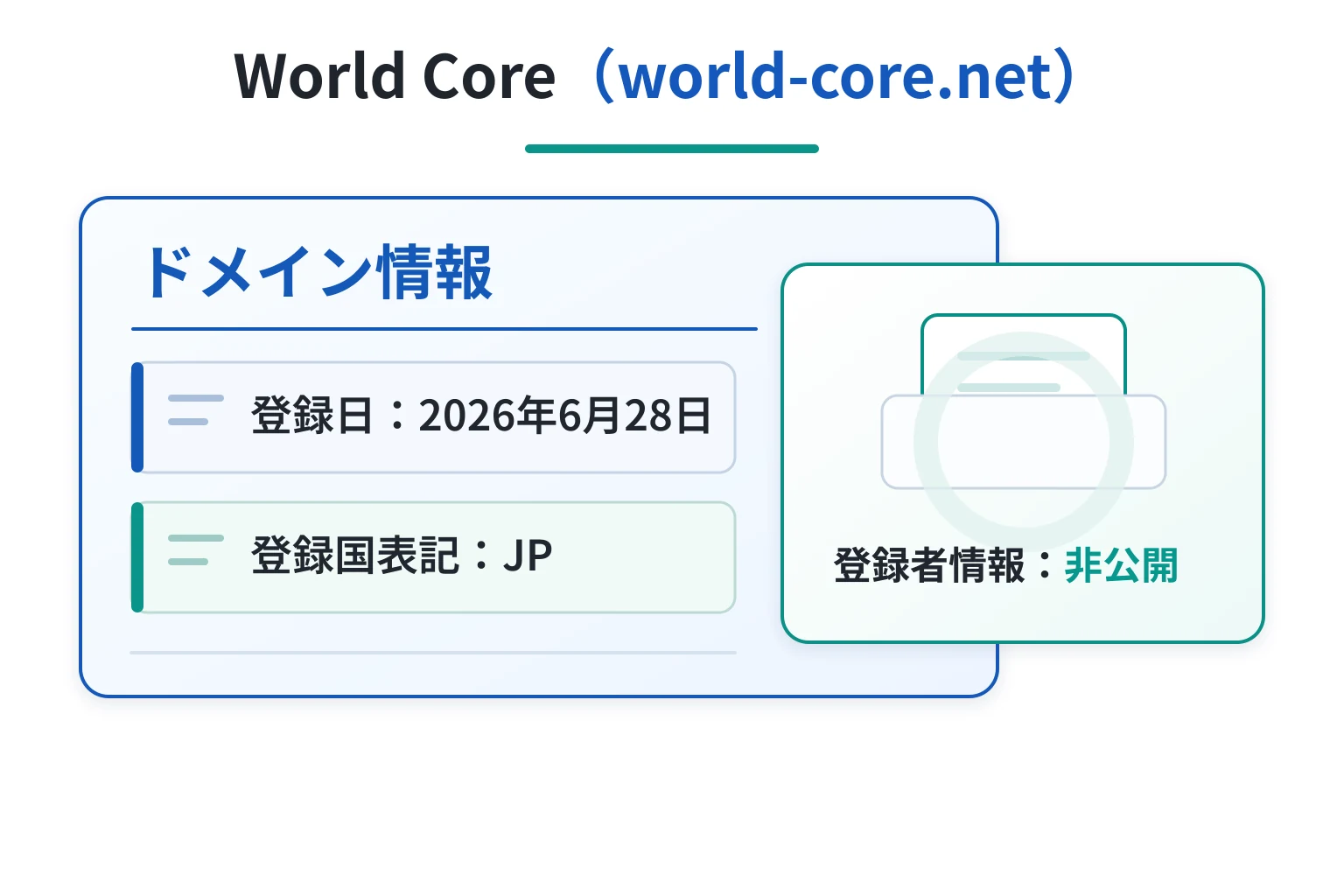world-core.netは2026年6月取得の新規ドメインで登録者情報も非公開