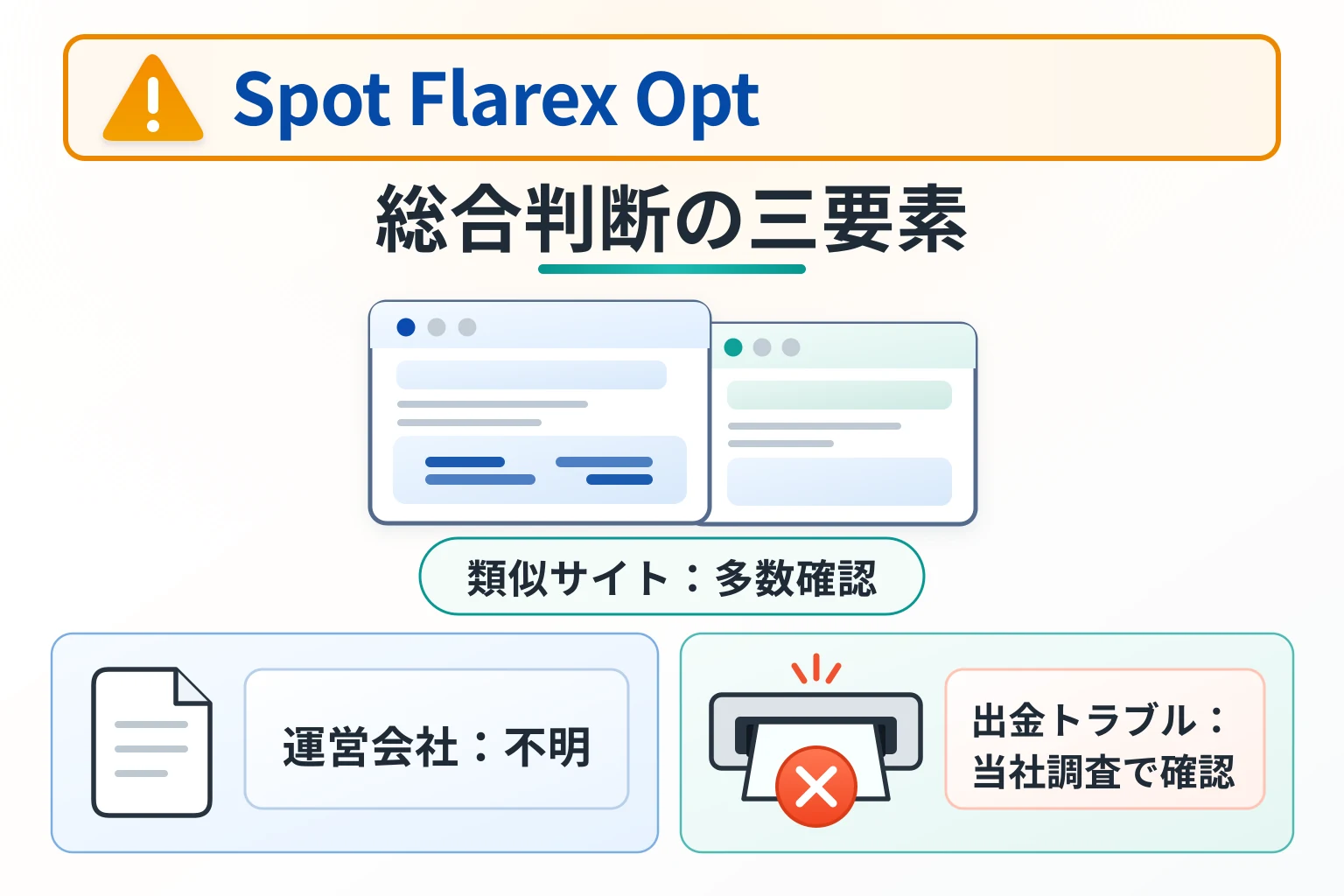 Spot Flarex Optは詐欺の可能性が高い 運営会社が不明で類似サイトも多数