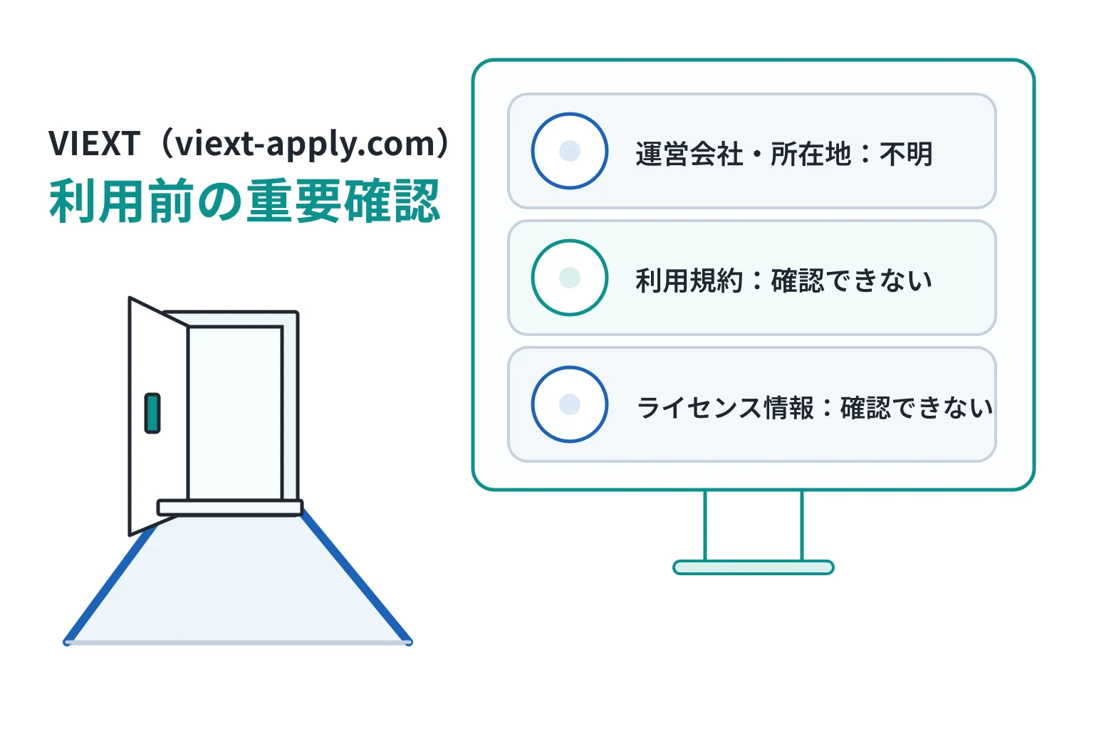VIEXTは詐欺の可能性が高い viext-apply.comは会社情報・約款・ライセンスを確認できない