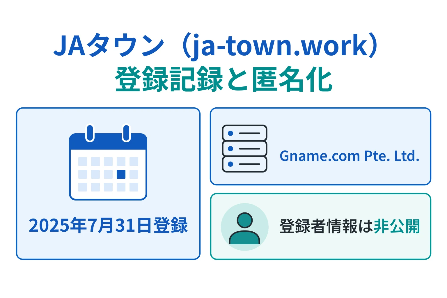 ja-town.workは2025年7月31日登録、登録者情報は非公開