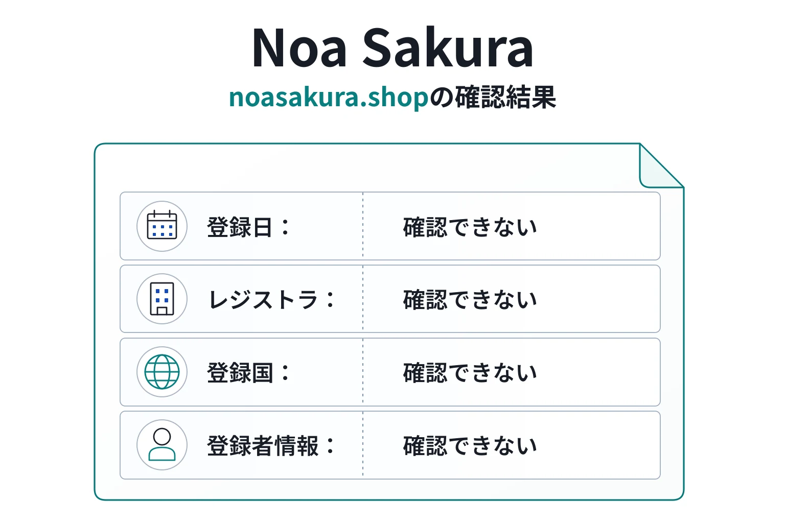 noasakura.shopは詳細なドメイン情報を確認できない状況になっている