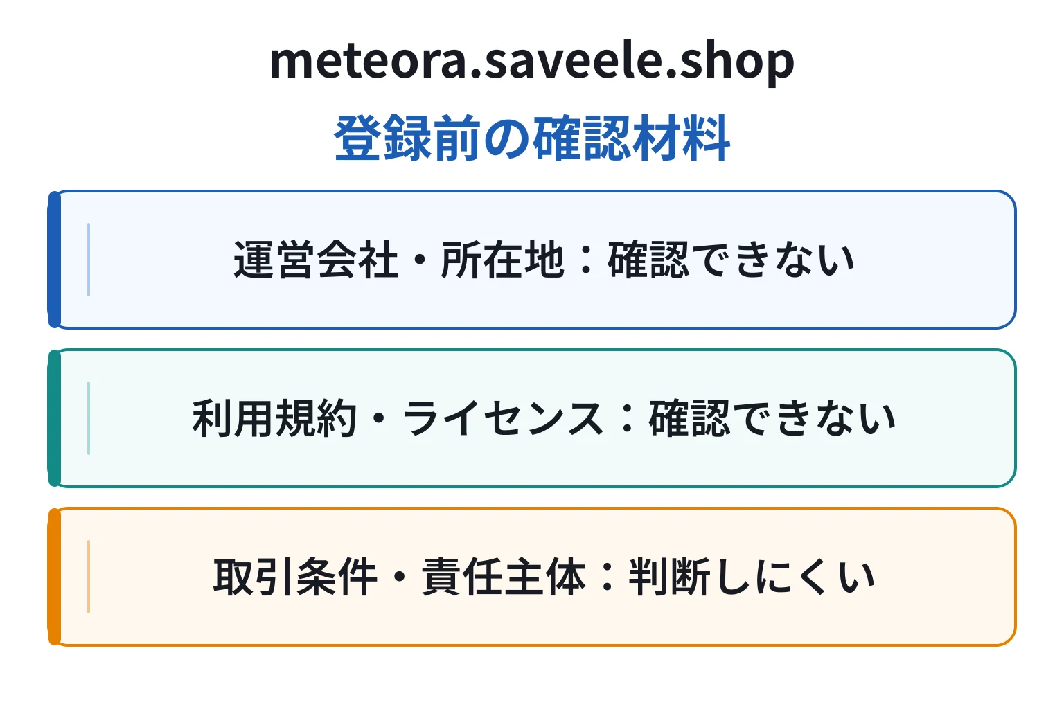 meteora.saveele.shopは詐欺の可能性が高い 運営会社も利用規約も確認できず