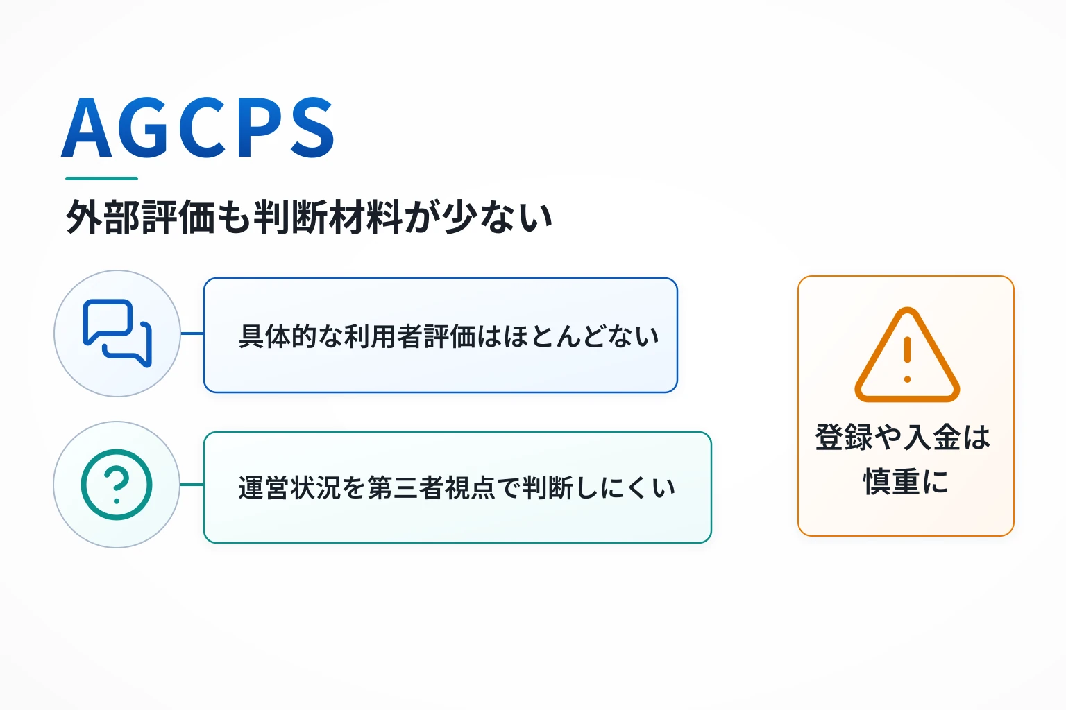 AGCPSはログイン必須かつ口コミの乏しさからリスクが懸念される取引所