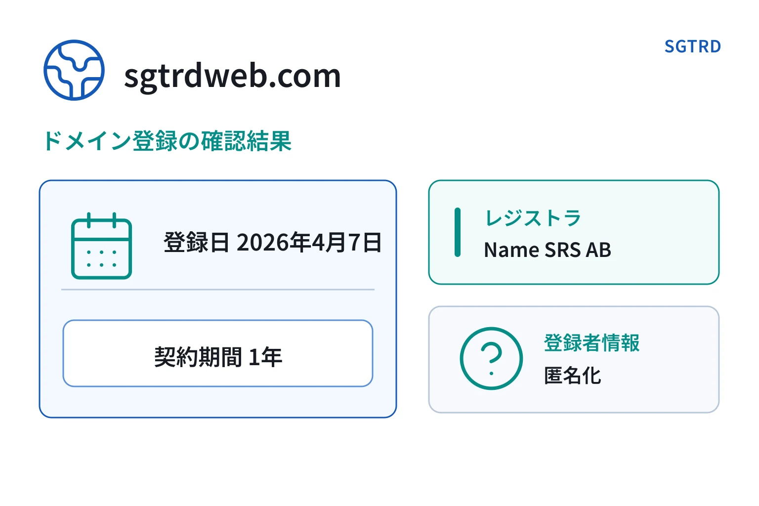 SGTRDのドメインに紐づく情報から怪しい点を調査