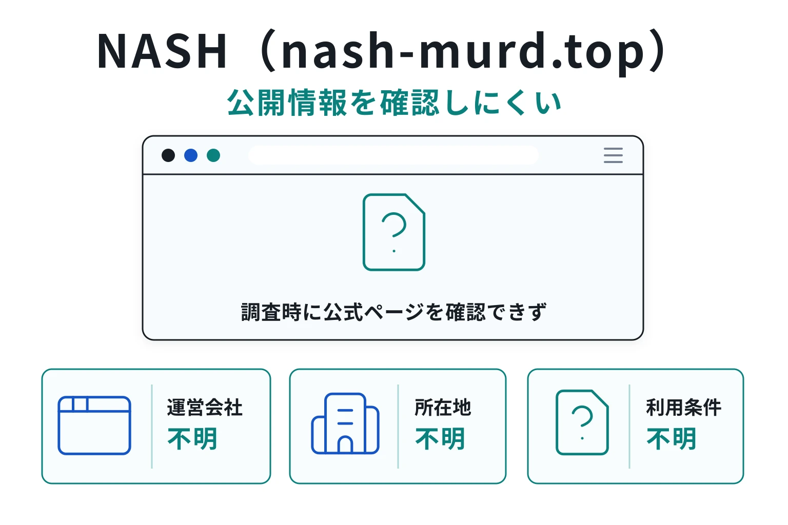 NASH（nash-murd.top）は必要な情報が一切確認できない怪しい取引所