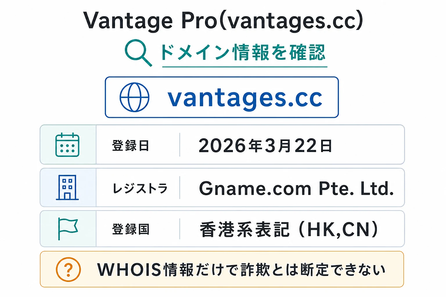 Vantage Pro(vantages.cc)のドメインに紐づく情報から怪しい点を調査