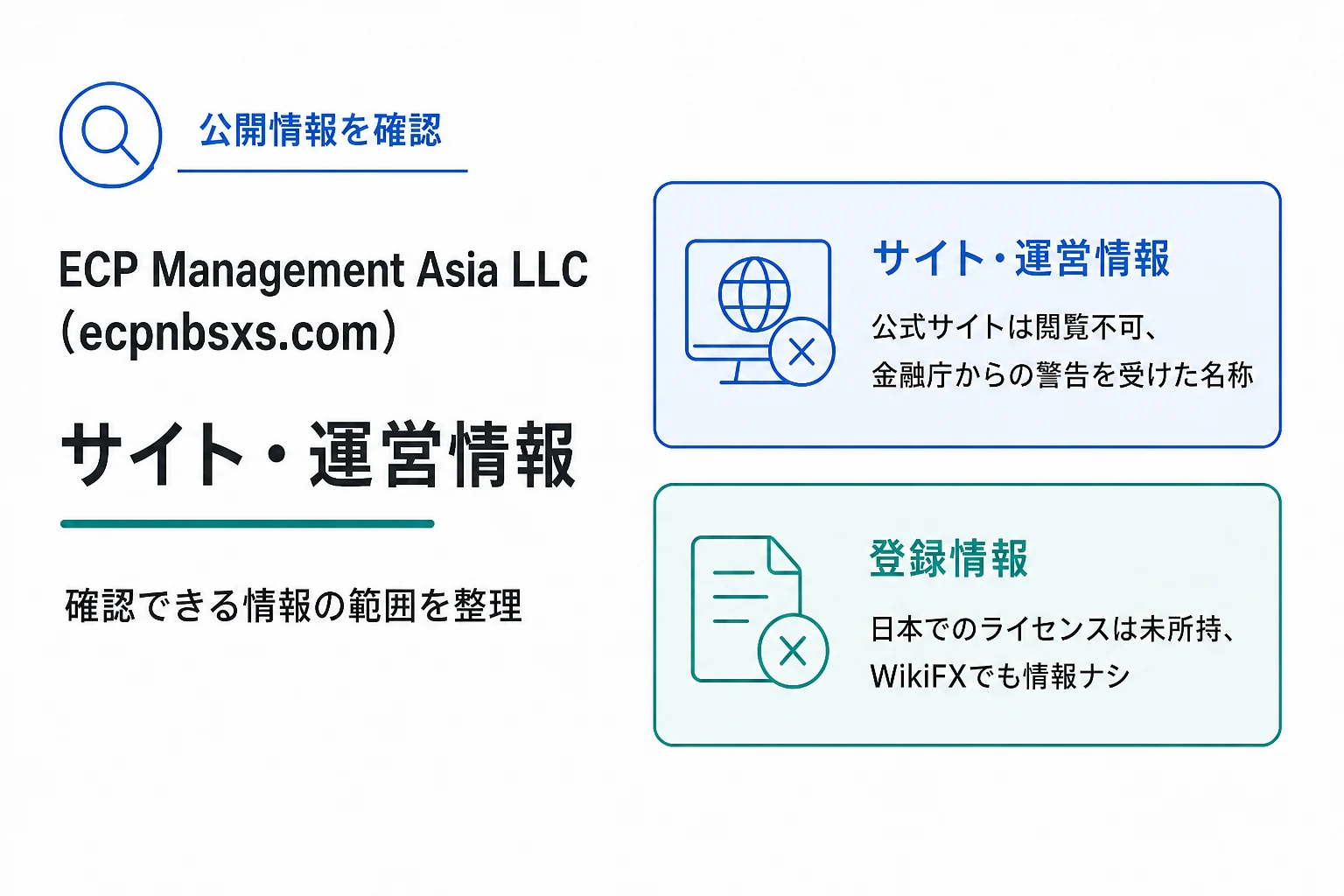 ECP Management Asia LLC(ecpnbsxs.com)は金融庁から警告を受けた怪しいサイト