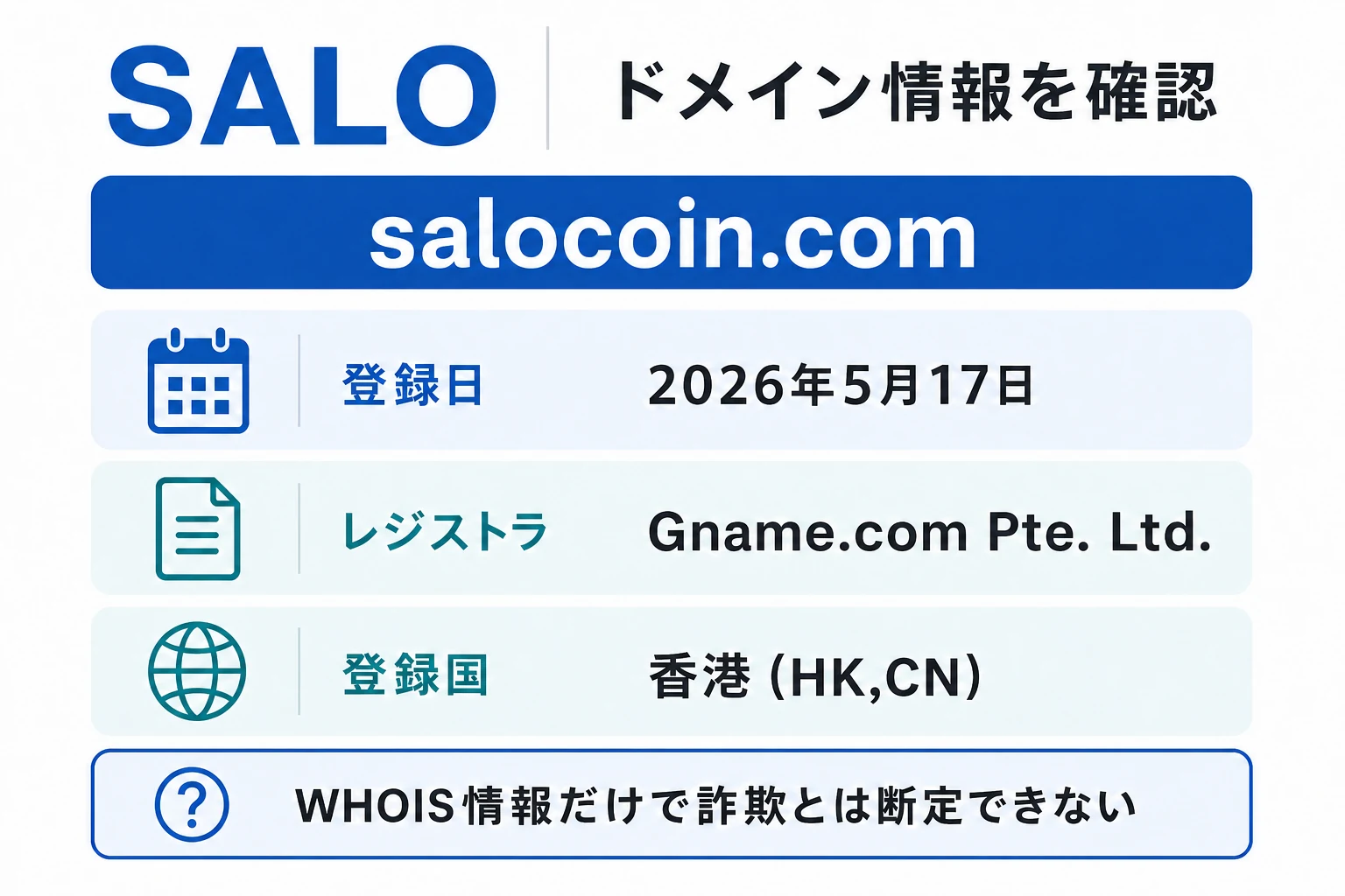 SALOのドメインに紐づく情報から怪しい点を調査
