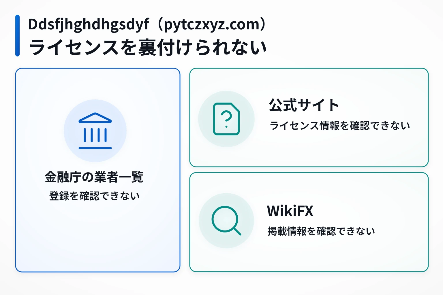 Ddsfjhghdhgsdyf （pytczxyz.com）は金融庁への登録が確認できず、WikiFXにも情報がない
