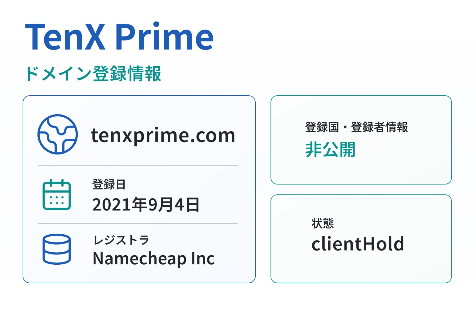 TenX Primeのドメインに紐づく情報から怪しい点を調査