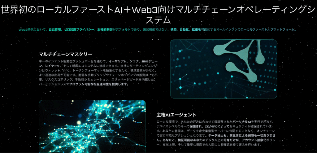 AIOSはサービスの説明しかなく、運営元やライセンスを確認できない