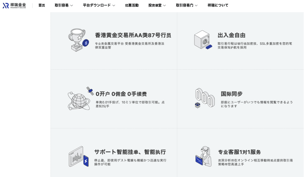 PROSPERITY BULLION（xrproltd.net）のサイトは中国語と日本語が混在している